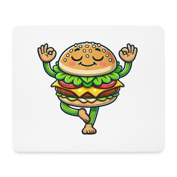 Hamburger Cheeseburger Fast Food Yoga Méditation E - Tapis de souris (format paysage) - blanc - Devant