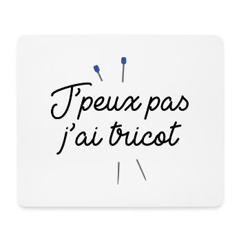 J'peux pas j'ai tricot - Tapis de souris (format paysage) - blanc - Devant
