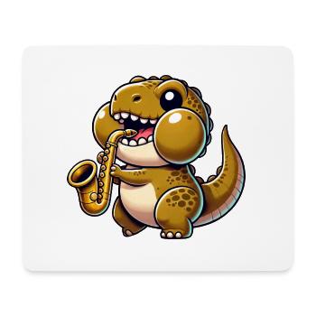 Dino T-Rex Saxophon Saxophonist Musiker Jazz - Mousepad (Querformat) - Weiß - Vorne