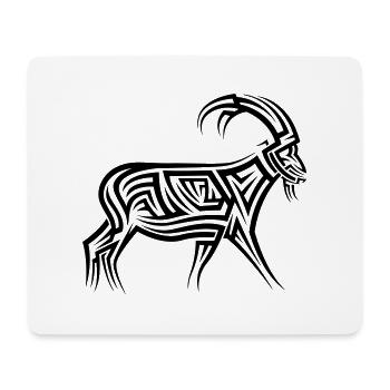 Bergziege Tribal Tattoo - Mousepad (Querformat) - Weiß - Vorne