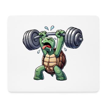 Lustige Schildkröte Hantel Fitness Skurril Workout - Mousepad (Querformat) - Weiß - Vorne