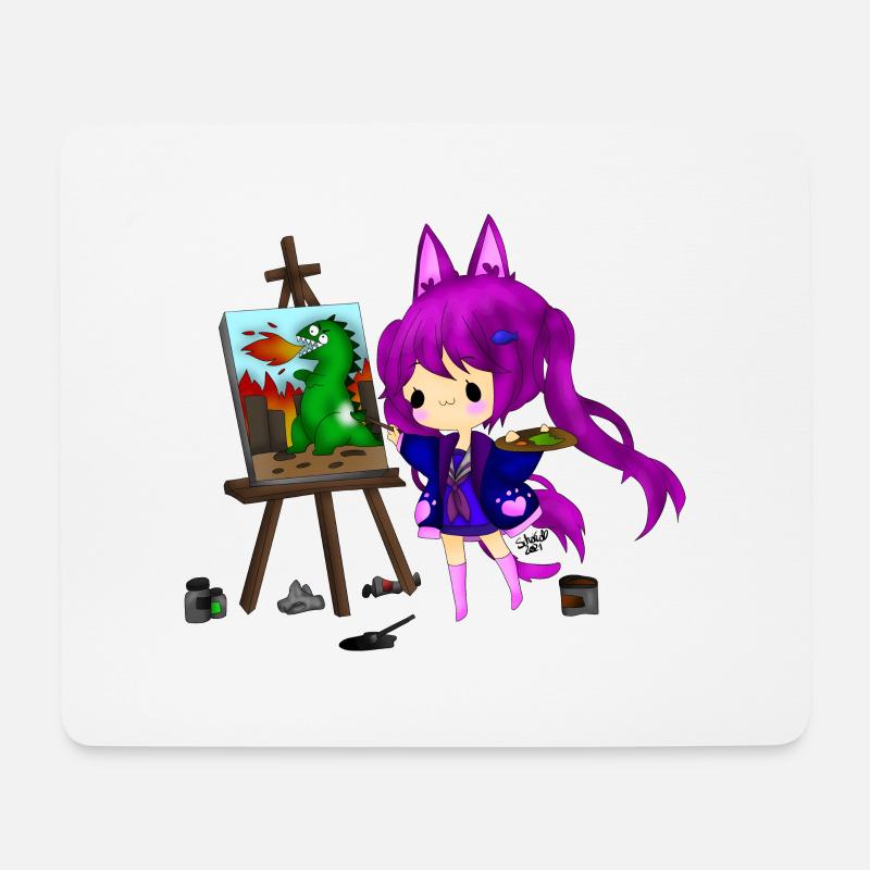 Chibi Künstlerin - Mousepad (Querformat) - Weiß