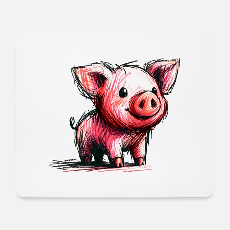 Schweinchen - Mousepad (Querformat) - Weiß