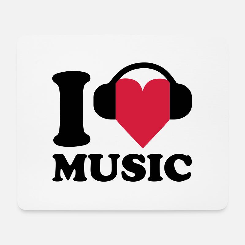 I love Music - Mousepad (Querformat) - Weiß