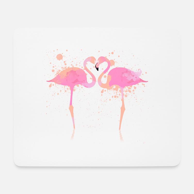 Flamingos Herz - Mousepad (Querformat) - Weiß