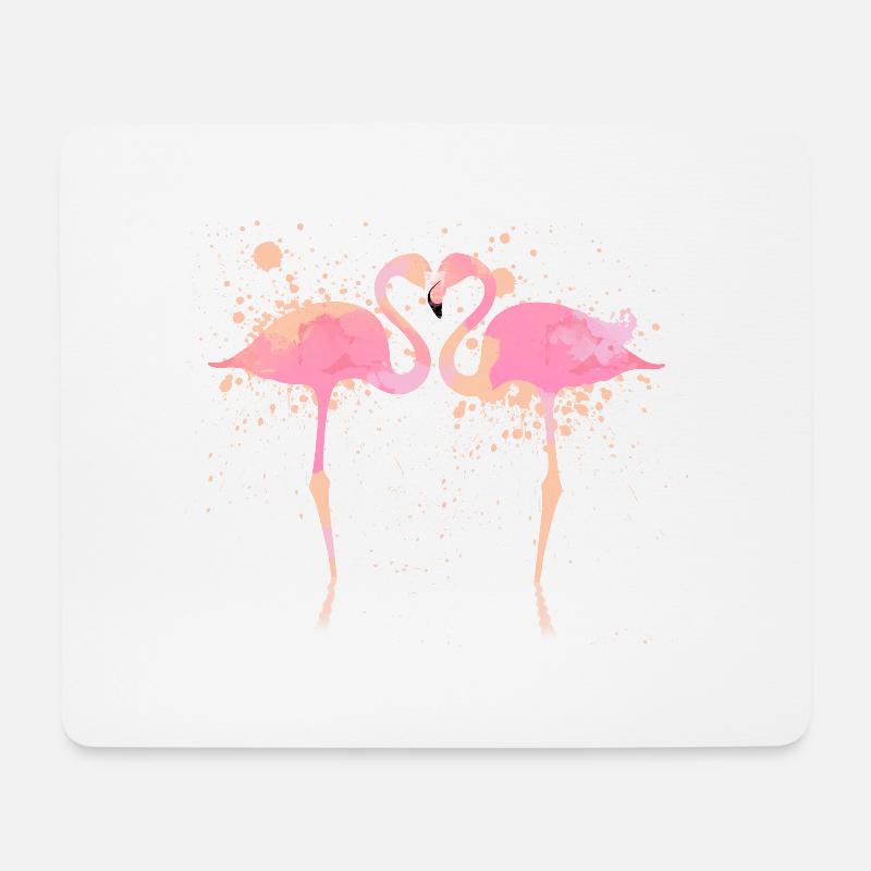 Flamingos - Mousepad (Querformat) - Weiß