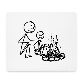 Feu de camp / Camping Père et fils T-shirt - Tapis de souris (format paysage) - blanc - Devant