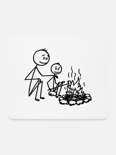 Lagerfeuer / Camping Vater und Sohn T-Shirt - Mousepad (Querformat) - Weiß