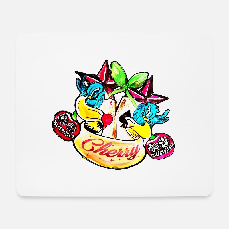 Cherry Rockabilly - Mousepad (Querformat) - Weiß