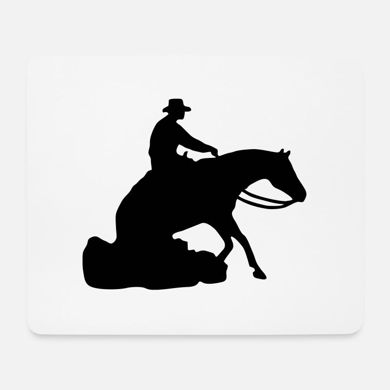 Sliding Stop Slider Westernpferd Reining - Mousepad (Querformat) - Weiß