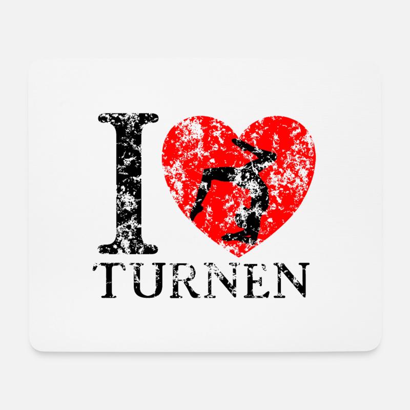 i love Turnen Kunstturnen Bodenturnen - Mousepad (Querformat) - Weiß