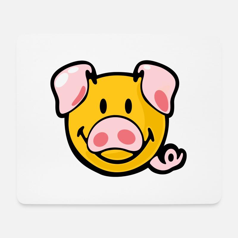 Smiley Pig - Mousepad (Querformat) - Weiß