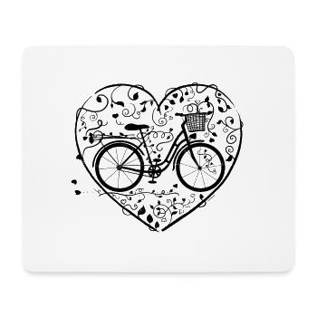 Vélo coeur dames vélo romantique vélo électrique - Tapis de souris (format paysage) - blanc - Devant
