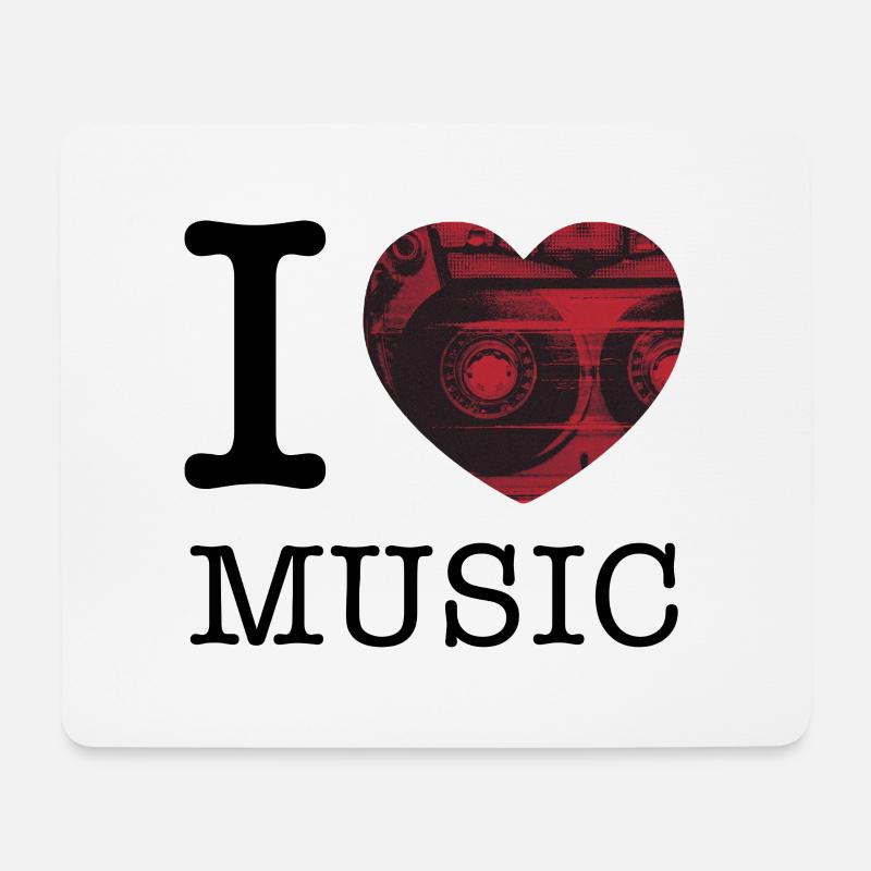 I Love Music - Mousepad (Querformat) - Weiß