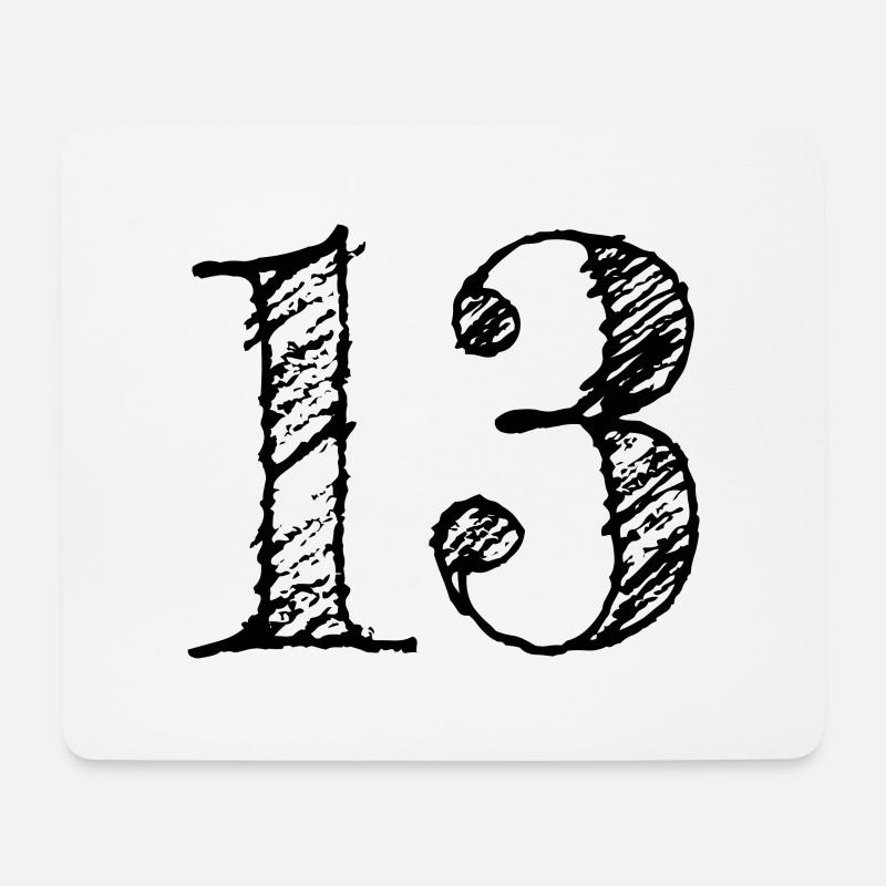 Abbildung 13 13 - Nummer 13 (hand-drawn) - Mousepad (Querformat) - Weiß