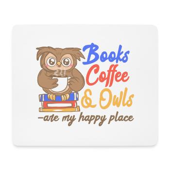 Livres Café Et Hiboux Sont Mon Lieu Heureux - Tapis de souris (format paysage) - blanc - Devant