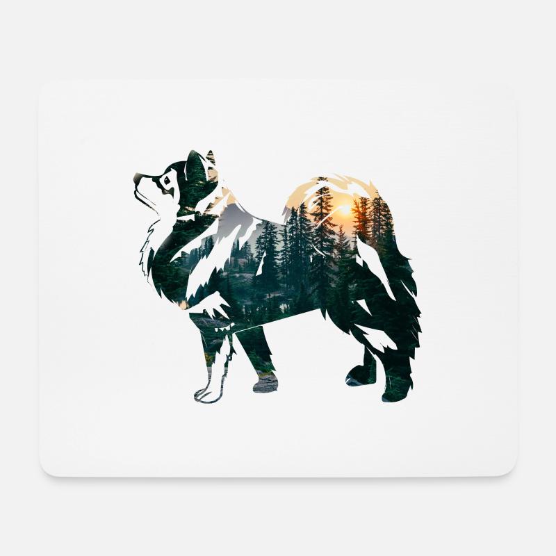 Finnish lapphund with forest - Mouse Pad (horizontal) - white