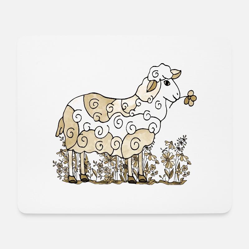Schaf - Mousepad (Querformat) - Weiß