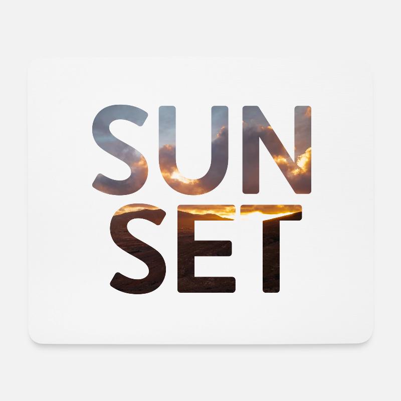 Sunset Schriftzug mit Sonnenuntergang - Mousepad (Querformat) - Weiß