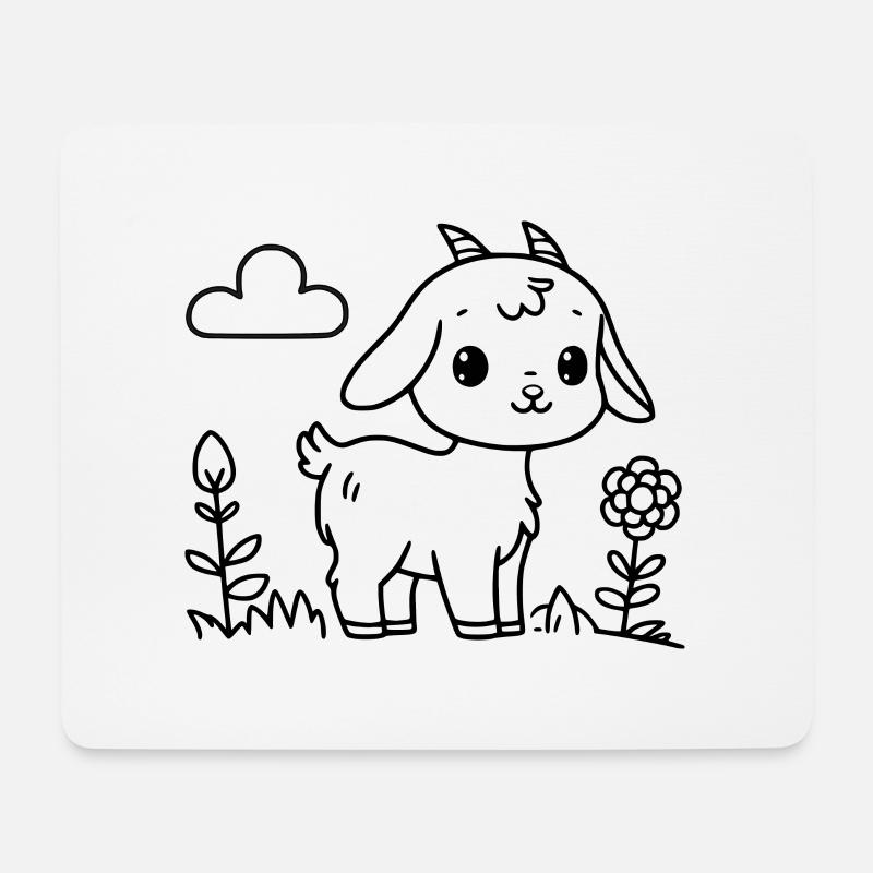 Niedliche Ziege - Mousepad (Querformat) - Weiß