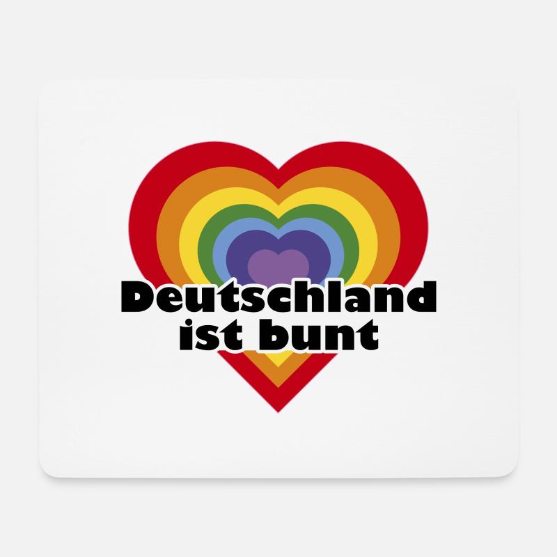 Deutschland ist bunt Herz in Regenbogen Farben - Mousepad (Querformat) - Weiß