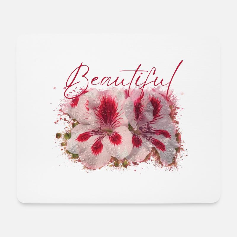 Schöne Aura-Blumen - Mousepad (Querformat) - Weiß