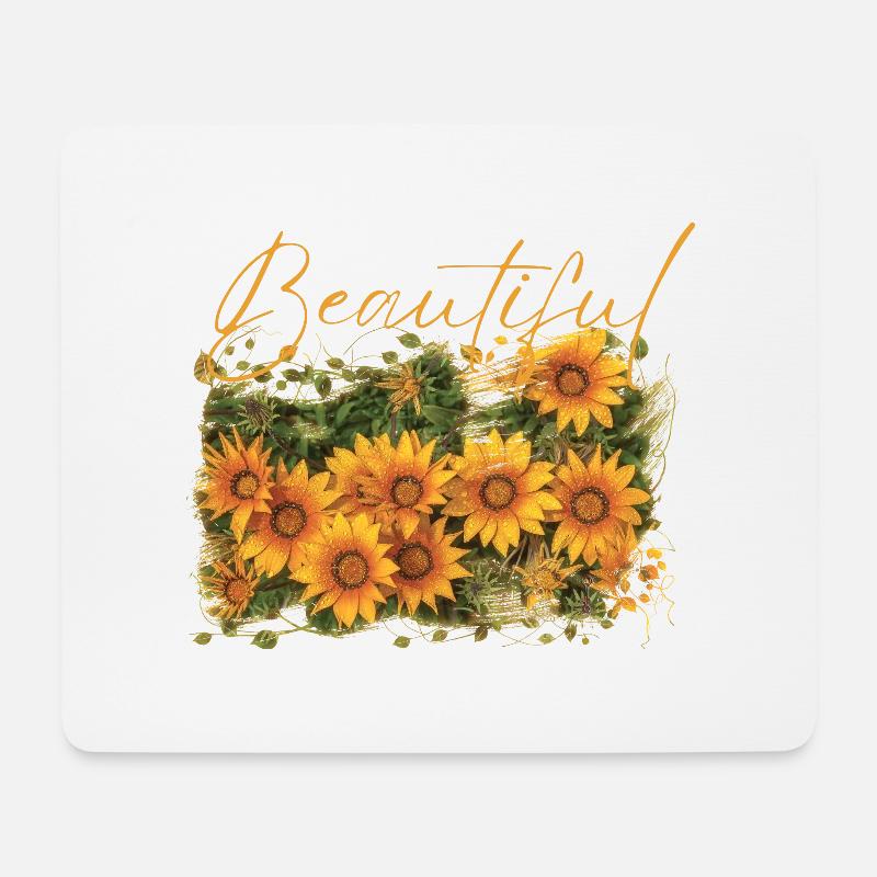 Schöne Amaterasu-Blumen - Mousepad (Querformat) - Weiß