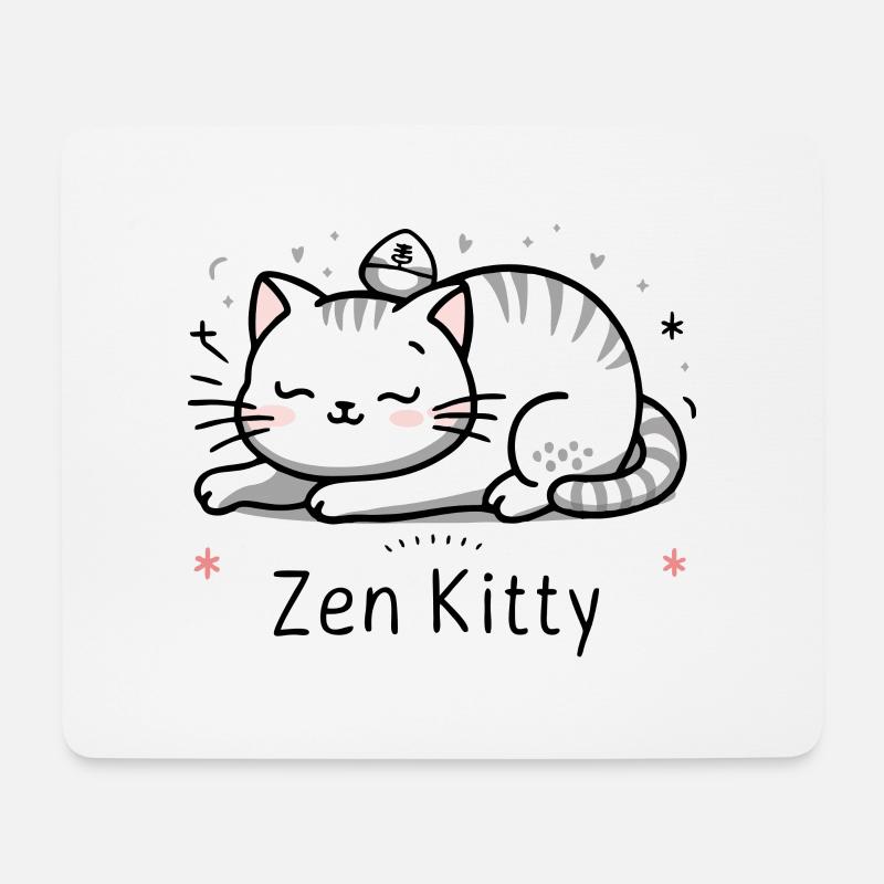 Zen-Kätzchen - Mousepad (Querformat) - Weiß