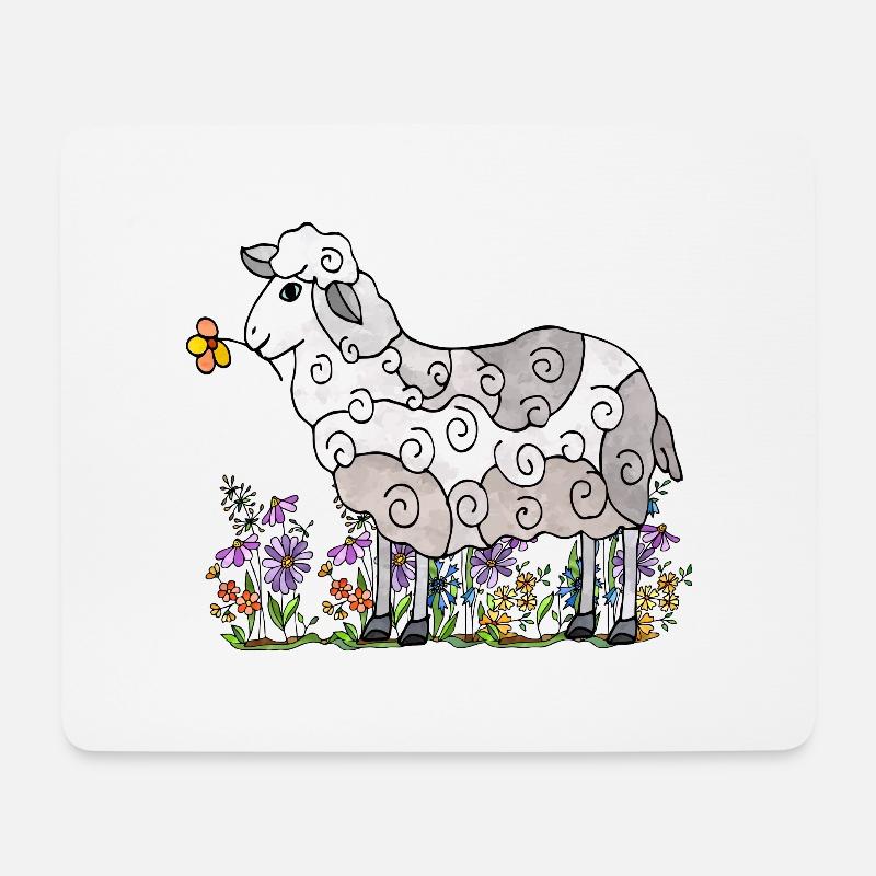Schaf - Mousepad (Querformat) - Weiß