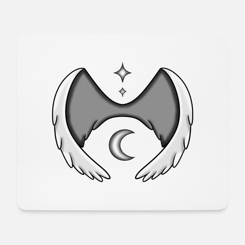 Flügel mit Mond und Sterne - Mousepad (Querformat) - Weiß