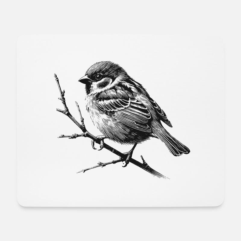 Spatz - Mousepad (Querformat) - Weiß