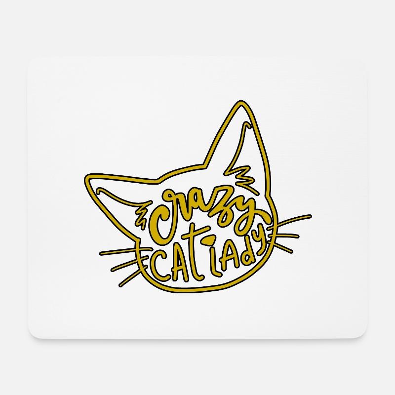 Verrückte Katzendame. - Mousepad (Querformat) - Weiß