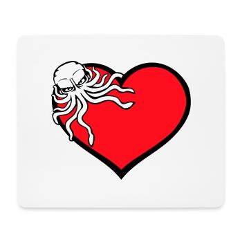 J’aime le cœur de pieuvre J’aime le symbole du coeur Logo mignon - Tapis de souris (format paysage) - blanc - Devant