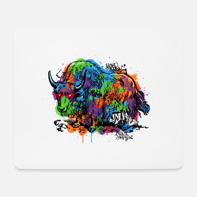 Regenbogenyak Graffiti Muster - Mousepad (Querformat) - Weiß