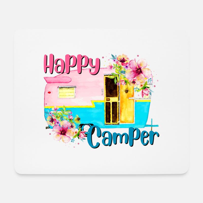 Glücklicher Camper - Mousepad (Querformat) - Weiß