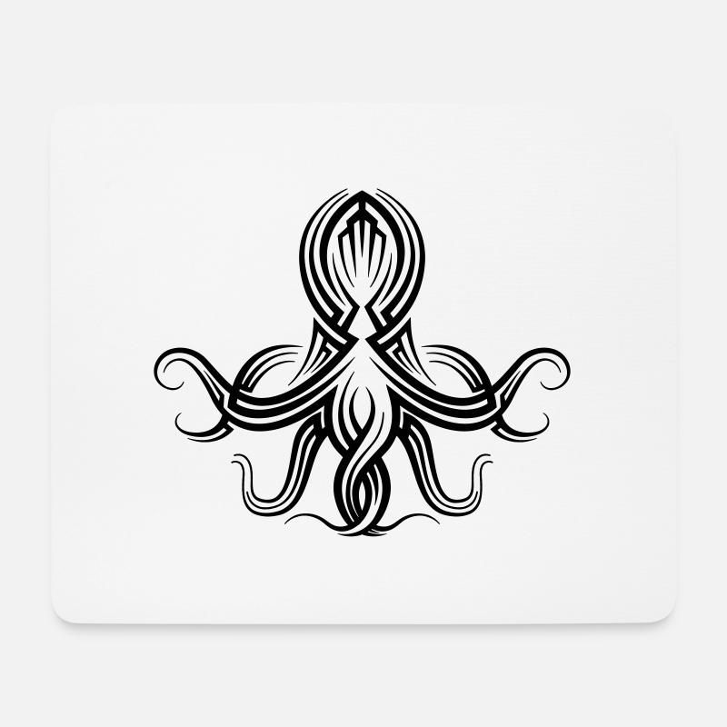 Krake Tribal Tattoo - Mousepad (Querformat) - Weiß