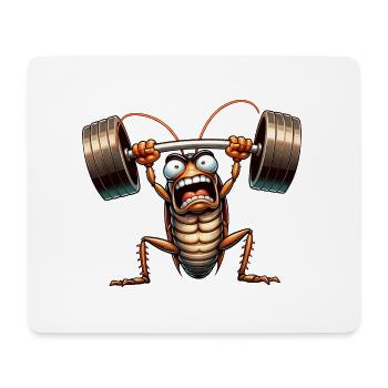 Kakerlake Gewichtheber Hantel Training Workout - Mousepad (Querformat) - Weiß - Vorne