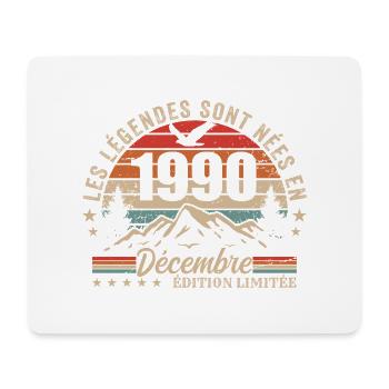 Rétro Décembre 1990 - Cadeau 35 Ans - Tapis de souris (format paysage) - blanc - Devant