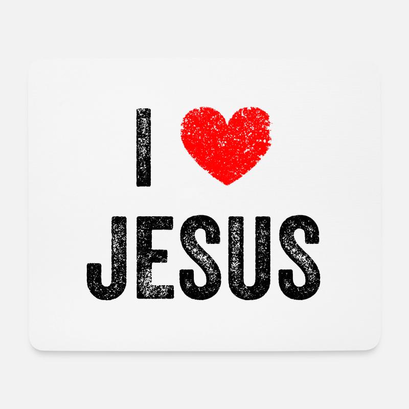 I love Jesus Christus - Jesus saves - Christliches - Mousepad (Querformat) - Weiß