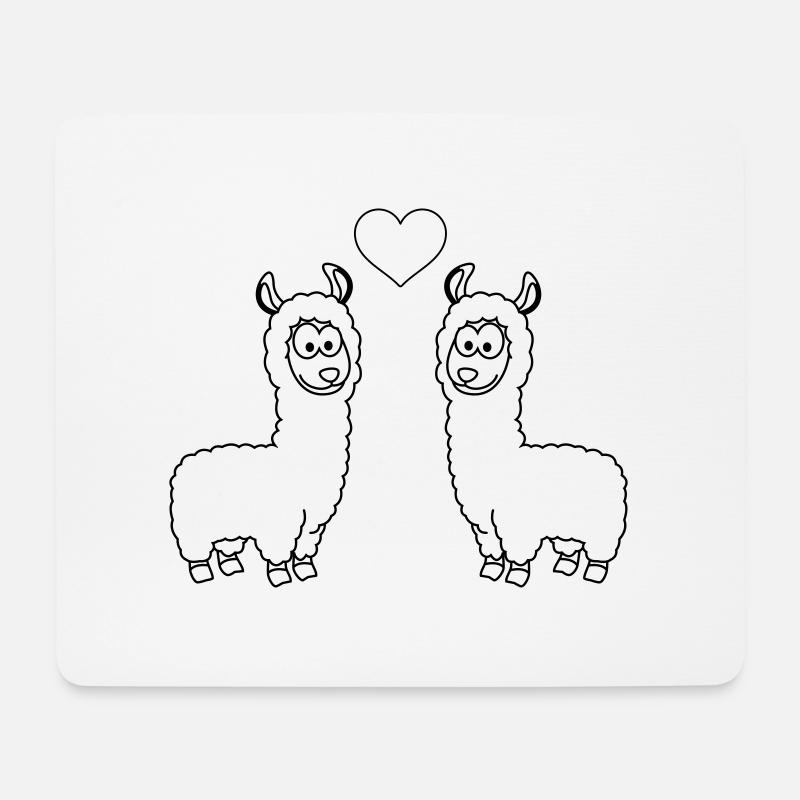 Alpaka Comic Paar liebe - Mousepad (Querformat) - Weiß