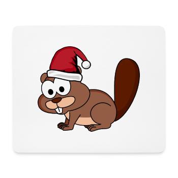 Biber Comic Weihnachten - Mousepad (Querformat) - Weiß - Vorne
