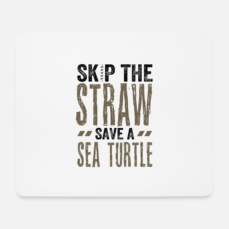 Marine Conservation Geschenke Überspringen Sie einen Strohhalm Retten Sie ein Meer - Mousepad (Querformat) - Weiß