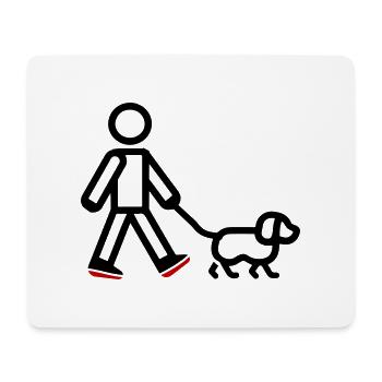 Gassi Gehen Hund - Mousepad (Querformat) - Weiß - Vorne