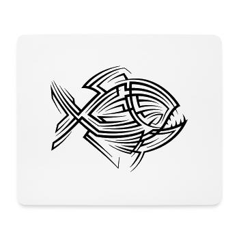 Tatouage tribal Piranha - Tapis de souris (format paysage) - blanc - Devant