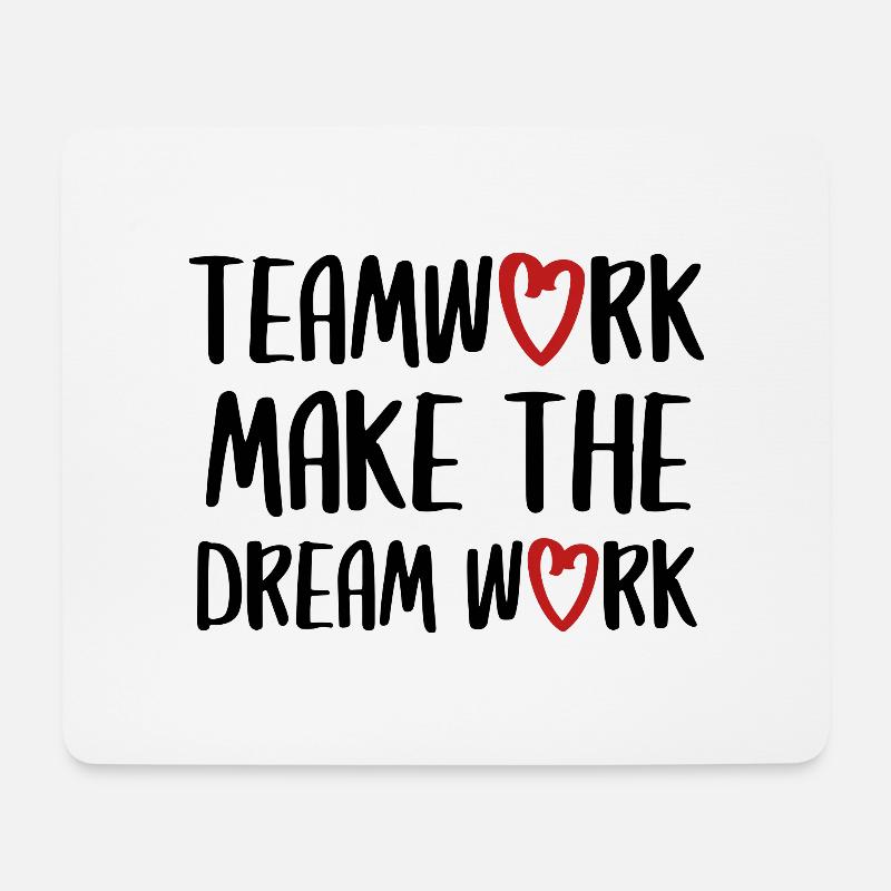 teamwork dream work Teamgeist Team Spruch - Mousepad (Querformat) - Weiß