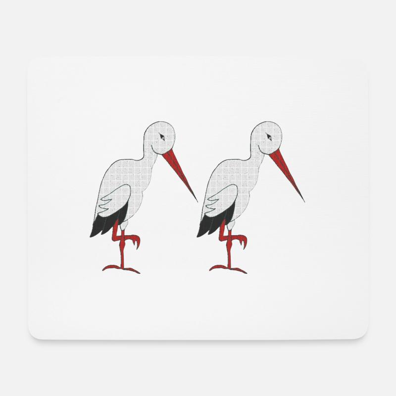 storch 2 fach - Mousepad (Querformat) - Weiß