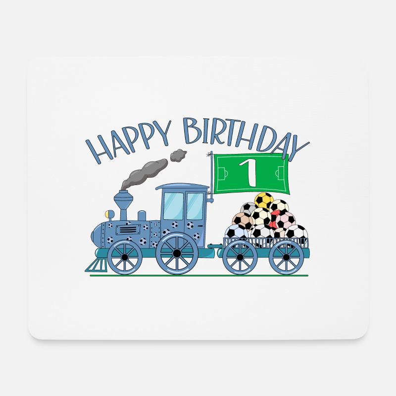 Kinderzug Eisenbahn Happy Birthday Fußball 1 - Mousepad (Querformat) - Weiß