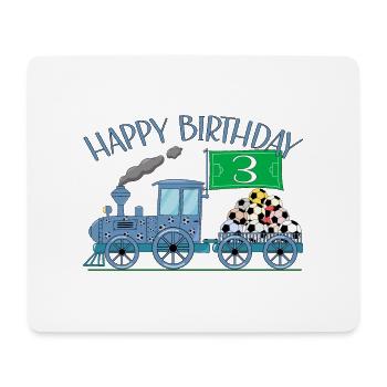 Children's Train Railway Happy Birthday Football 3 - Mouse Pad (horizontal) - white - Front