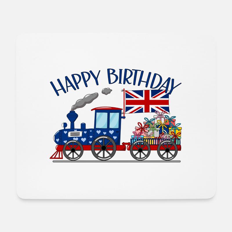 Happy Birthday England Flagge Geschenke Eisenbahn - Mousepad (Querformat) - Weiß