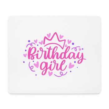 Birthday Girlie with Crown Heart Confetti - Mouse Pad (horizontal) - white - Front